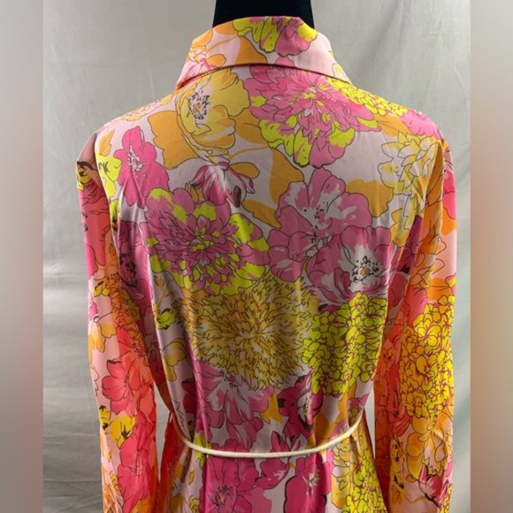 Boho Floral Print Lantern Sleeve Belted Shirt Dress 50% OFF - Picture 8 of 8